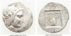 LYCIAN LEAGUE. Masicytes. Ca. 48-20 BC. AR hemidrachm (17mm, 1.70 gm, 12h). AU. Series 5. Laureate head of Apollo right; Λ-Y below / M-A, cithara (lyr...