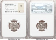 Q. Fabius Labeo (ca. 124 BC). AR denarius (20mm, 9h). NGC VF. Rome. LABEO-ROMA, head of Roma right in winged helmet decorated with griffin crest, wear...