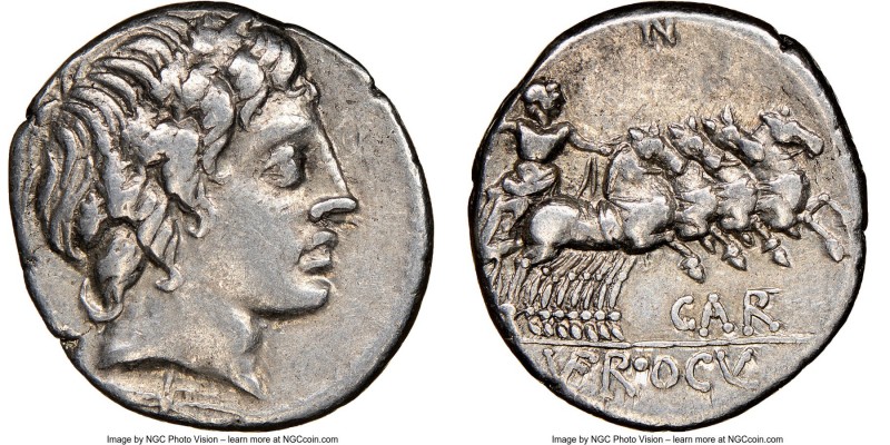 C. Gargilius, Ogulnius, and M. Vergilius (ca. 86 BC). AR denarius (18mm, 1h). NG...