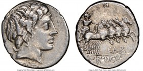 C. Gargilius, Ogulnius, and M. Vergilius (ca. 86 BC). AR denarius (18mm, 1h). NGC Choice VF. Rome. Laureate head of Apollo right; thunderbolt below / ...