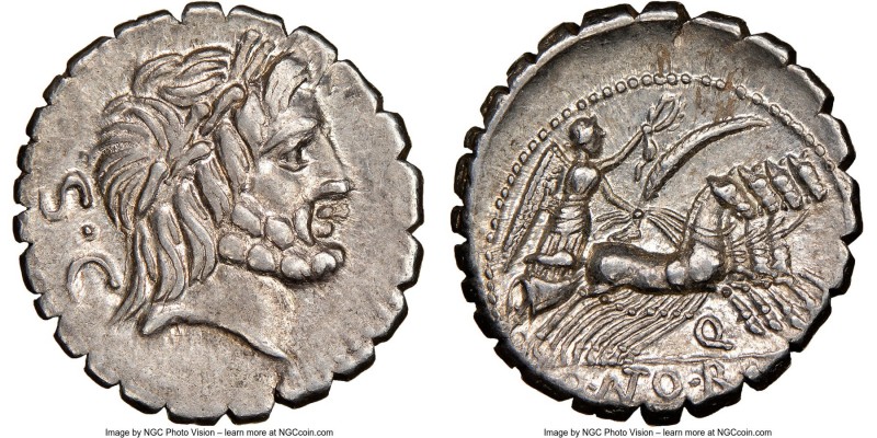 Q. Antonius Balbus (83-82 BC). AR denarius serratus (18mm, 6h). NGC AU. Rome. La...