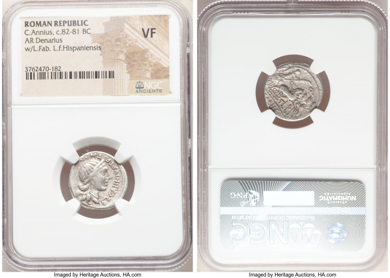 C. Annius T.f. T.n. and L. Fabius L.f. Hispaniensis (82-81 BC). AR denarius (19m...