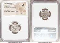 C. Annius T.f. T.n. and L. Fabius L.f. Hispaniensis (82-81 BC). AR denarius (19mm, 7h). NGC VF. Uncertain mint in Spain. C•ANNI•T•F•T•N•V•PRO•COS•EX•S...