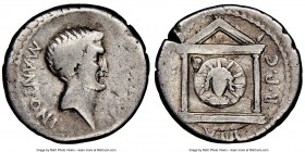Marc Antony, as Triumvir and Imperator (43-31 BC). AR denarius (17mm, 1h). NGC VG, bankers marks, edge cut, brushed. Military mint, 42 BC. M•ANTONI IM...