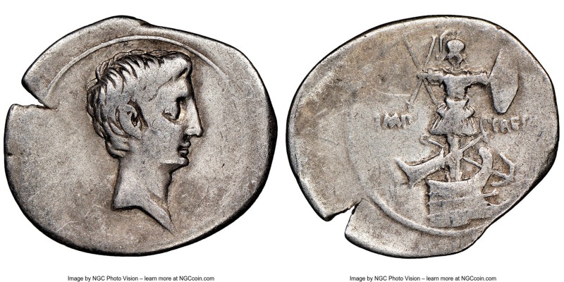 Augustus (27 BC-AD 14). AR denarius (23mm, 7h). NGC Choice Fine, brushed. ca. 30...