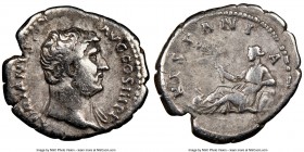 Hadrian (AD 117-138). AR denarius (19mm, 7h). NGC Choice Fine. Rome, AD 134-138. HADRIANVS AVGVSTVS COS III P P, bare head of Hadrian right / HIS-PANI...