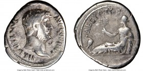 Hadrian (AD 117-138). AR denarius (19mm, 7h). NGC Fine. Rome, AD 130-133. HADRINVS-AVG COS III P P, bare head of Hadrian right / AEGYPTOS, Egypt recli...