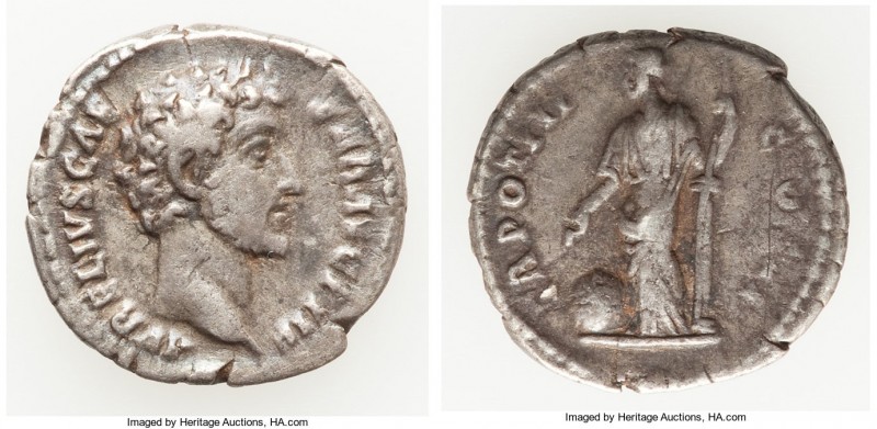 Marcus Aurelius, as Caesar (AD 161-180). AR denarius (18mm, 2.66 gm, 5h). VF. Ro...