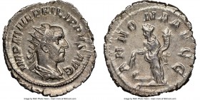 Philip I (AD 244-249). AR antoninianus (23mm, 3.53 gm, 6h). NGC MS 4/5 - 4/5. Rome, AD 244-247. IMP M IVL PHILIPPVS AVG, radiate, draped and cuirassed...