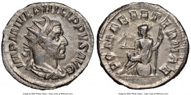 Philip I (AD 244-249). AR antoninianus (22mm, 4.19 gm, 6h). NGC AU 4/5 - 4/5. Rome, AD 244-247. IMP M IVL PHILIPPVS AVG, radiate, draped and cuirassed...