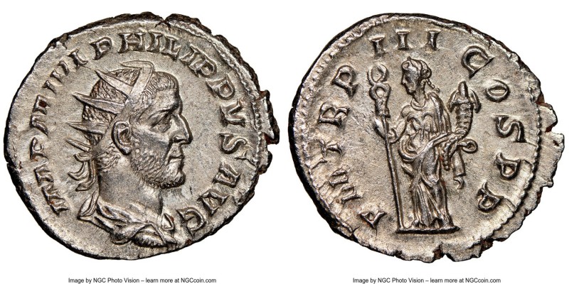 Philip I (AD 244-249). AR antoninianus (23mm, 4.61 gm, 5h). NGC MS 5/5 - 3/5. Ro...