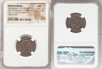 Constantine I the Great (AD 307-337). AE3 or BI nummus (20mm, 3.43 gm, 6h). NGC MS 5/5 - 4/5. Trier, 2nd officina, AD 323-324. CONSTAN-TINVS AVG, laur...