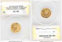 Maurice Tiberius (AD 582-602). AV solidus (21mm, 7h). ANACS AU 50, whizzed. Constantinople, 6th officina. o N mAVRC-TIb PP AVG, draped and cuirassed b...