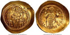 Constantine X Ducas (AD 1059-1067). AV histamenon nomisma (25mm, 4.44 gm, 6h). NGC MS 4/5 - 3/5, scuff. Constantinople. +IhS IXS RЄX-RЄϚNANTIhm, Chris...