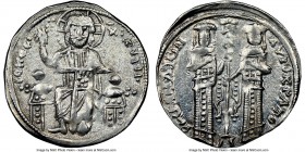 Andronicus II Palaeologus and Michael IX (AD 1294-1320). Anonymous Issue. AR basilicon (22mm, 6h). NGC Choice XF. Constantinople, AD 1304-1320. KYIЄ-B...