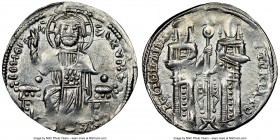 Andronicus II Palaeologus and Michael IX (AD 1294-1320). Anonymous Issue. AR basilicon (22mm, 5h). NGC XF. Constantinople, AD 1304-1320. KYIЄ-BOHΘЄI, ...