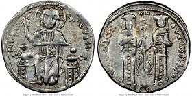 Andronicus II Palaeologus and Michael IX (AD 1294-1320). Anonymous Issue. AR basilicon (22mm, 6h). NGC XF. Constantinople, AD 1304-1320. KYIЄ-BOHΘЄI, ...