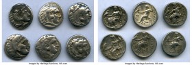 ANCIENT LOTS. Greek. Macedonian Kingdom. Ca. 336-317 BC. Lot of six (6) AR drachms. About VF. Includes: (4) Alexander III the Great (336-323 BC), AR d...