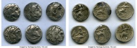 ANCIENT LOTS. Greek. Macedonian Kingdom. Ca. 336-323 BC. Lot of six (6) AR drachms. About VF. Includes: (6) Alexander III the Great (336-323 BC), AR d...