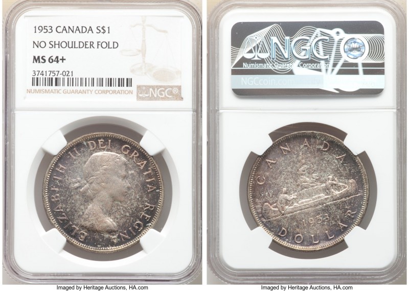 Elizabeth II Dollar 1953 MS64+ NGC, Royal Canadian mint, KM54. Without shoulder ...