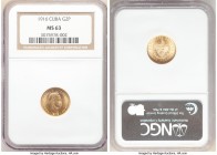 Republic gold 2 Pesos 1916 MS63 NGC, KM17. Two year type. Cartwheel luster. 

HID09801242017

© 2020 Heritage Auctions | All Rights Reserve