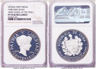 Republic silver Proof "100th Anniversary of Peso" Medal 1998 PR70 Ultra Cameo NGC, Deep mirrored fields with frosted devices. Commemorates 100th anniv...