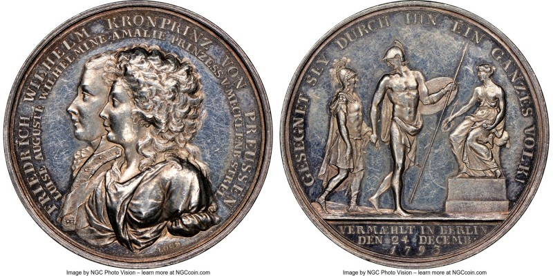 Prussia. Friedrich Wilhelm II silver "Son's Marriage" Medal 1793-Dated MS60 NGC,...