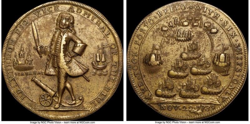 "Admiral Vernon - Havana" Medal 1739 XF45 NGC, Betts-314, Adams-HAv-1-B (R4). A ...