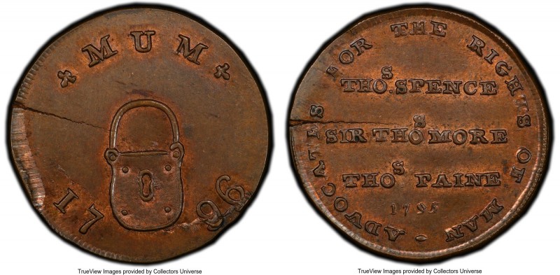 Middlesex. Spence's copper Farthing Token 1795 MS64 Brown PCGS, D&H-1116. Displa...