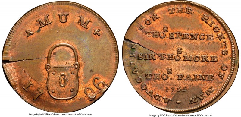 Middlesex. Spence's copper Farthing Token 1796 MS63 Red and Brown NGC, D&H-1116....