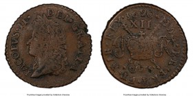 James II Gunmoney Shilling 1690 June XF40 PCGS, KM100, S-6582G. Gun Money Brass. 

HID09801242017

© 2020 Heritage Auctions | All Rights Reserve