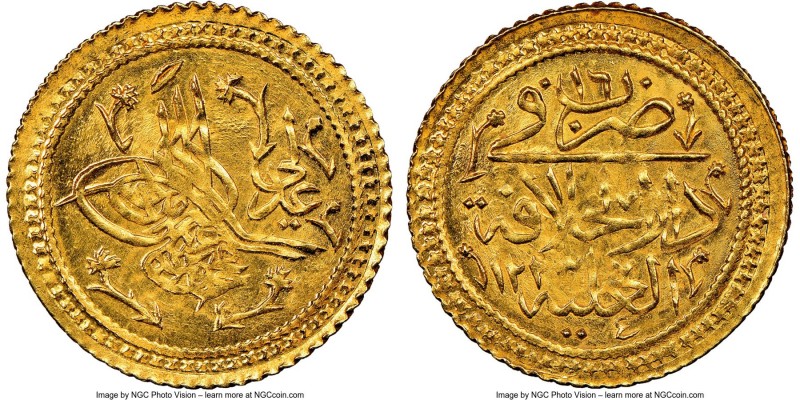 Ottoman Empire. Mahmud II gold Surre Altin AH 1223 Year 16 (1822/1823) MS66 NGC,...