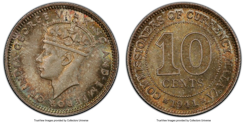 British Colony. George VI 10 Cents 1941 MS65 PCGS, British Royal mint, KM4. Two ...