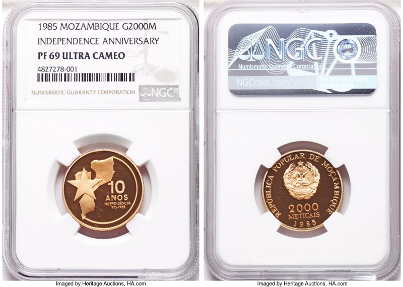 Republic gold Proof "Independence Anniversary" 2000 Meticais 1985 PR69 Ultra Cam...