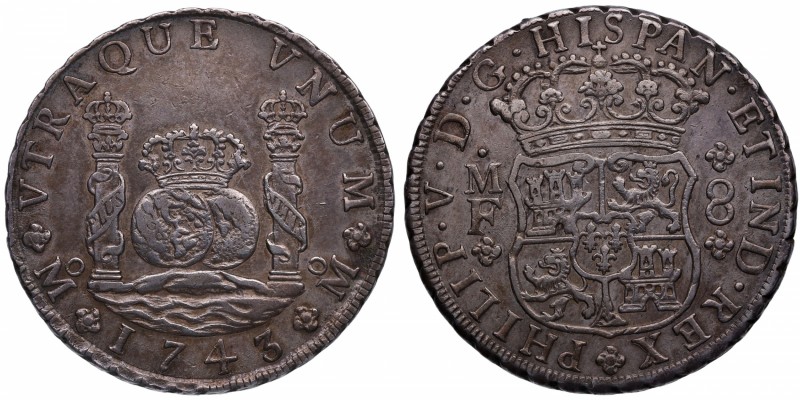 1743. Felipe V (1700-1746). México. 8 reales. MF. A&C 910. Ag. Bella. Bonito col...