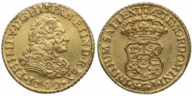 1742. Felipe V (1700-1746). Sevilla. 2 escudos. PJ. A&C 334. Au. Bella. Brillo original. EBC. Est.900.