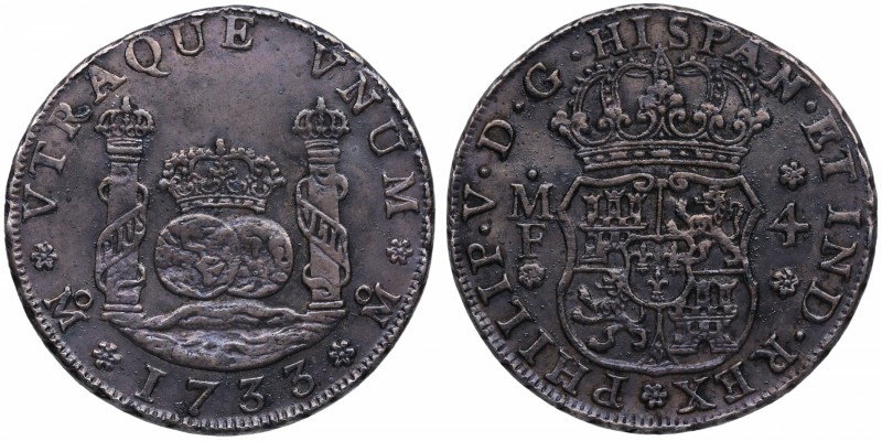 1733. Felipe V (1700-1746). México. 4 reales. Columnario. FM. A&C 722. Ag. Bella...