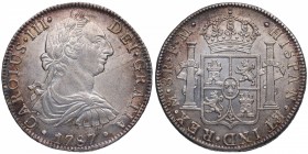 1787. Carlos III (1759-1788). México. 8 reales. FM. A&C 722. Ag. Insignificantes marquitas. Bellísimo color. SC. Est.500.