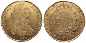 1788. Carlos III (1759-1788). Potosí. 8 escudos. PR. A&C 687. Au. Muy bella. Rayitas de ajuste de cuño en anverso. Brillo original. EBC+. Est.2500.
