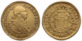 1801. Carlos IV (1788-1808). México. 1 escudo. FT. A&C 334. Au. Atractiva. Brillo original. EBC. Est.200.