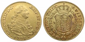 1798. Carlos IV (1788-1808). Madrid. 2 escudos. MF. A&C 910. Au. Bella. Brillo original. Precioso color en reverso. EBC / EBC+. Est.425.