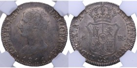 1811. José Napoleón (1808-1814). Madrid. 4 reales. AI. Cal 55. Ag. AU50 NGC 4725605-006. EBC. Est.300.