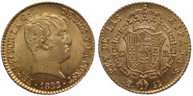 1822. Fernando VII (1808-1833). Madrid. 80 reales. A&C 345. Au. Bellísima. Pleno brillo original. Rara así. SC. Est.750.