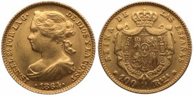 1864. Isabel II (1833-1868). 100 reales. Au. 8,41 g. EBC. Est.375.