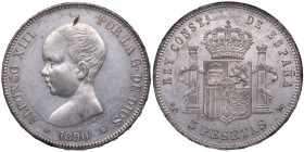 1890*18*90. Alfonso XIII (1886-1931). Madrid. 5 pesetas. MPM. Ag. 24,95 g. Manchita en anverso. EBC-. Est.60.
