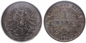 1874-D. Alemania Imperio. 1 mark. KM 7. Ag. AU50 Certificada NGC. EBC. Est.80.