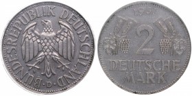 1951. Alemania República Federal. 2 mark. KM 111. Cu-Ni. AU58 Certificada NGC. EBC+ / SC-. Est.100.