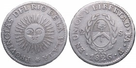 1826. Argentina. Río de la Plata. 2 reales. RA. P. KM 18. Ag. 6,27 g. MBC+. Est.230.