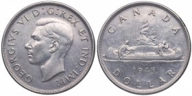 1945. Canadá. 1 dólar. KM 37. Ag. 23,39 g. EBC+. Est.260.