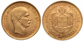 1884. Grecia. 20 dracmas. Au. 6,47 g. SC-. Est.350.
